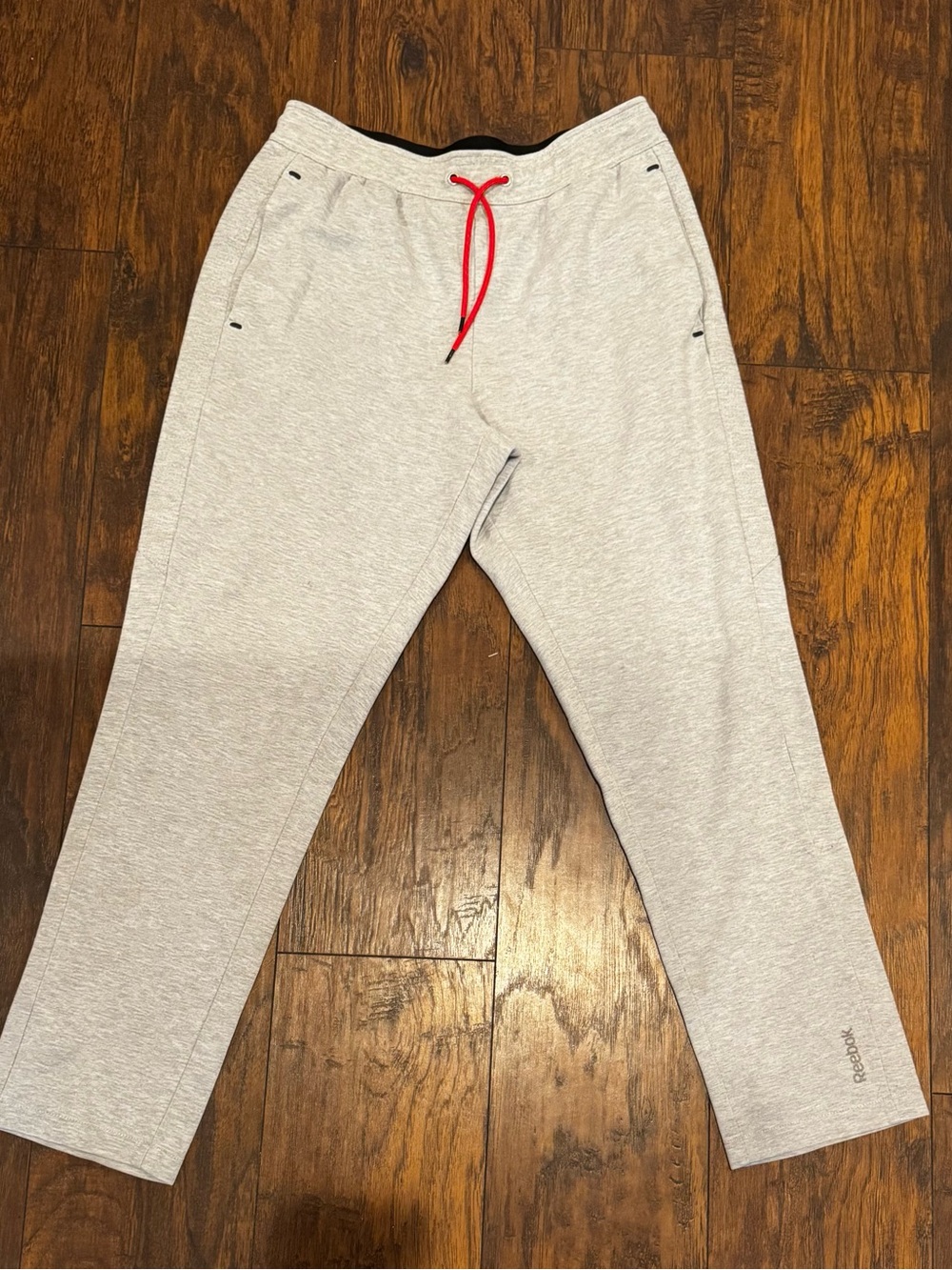 Reebok Men’s Small Gray Sweatpants Joggers Red Drawstring Athletic Pants - Picture 2 of 11
